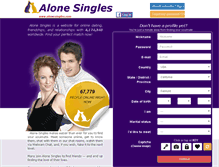 Tablet Screenshot of alonesingles.com